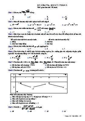 Đề trắc nghiệm kiểm tra Toán 12 - Mã đề 132 - Năm học 2016-2017